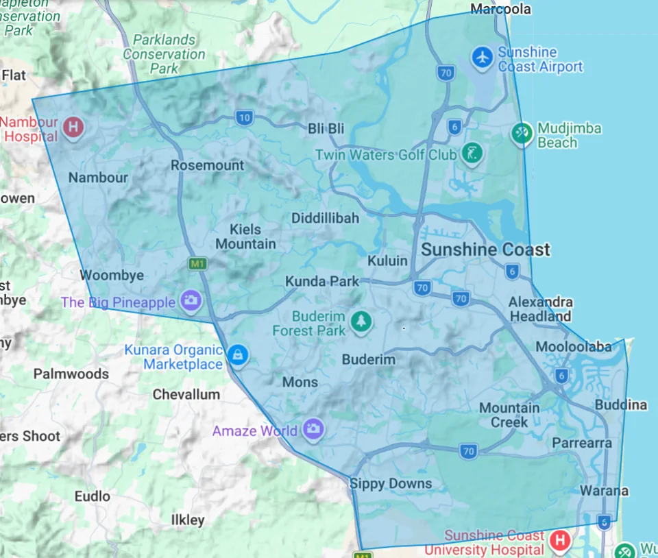 P Plate Ready service area across the central Sunshine Coast
